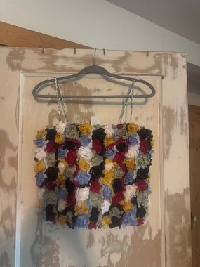 Floral Multi-Color 3D Flower Strap Top